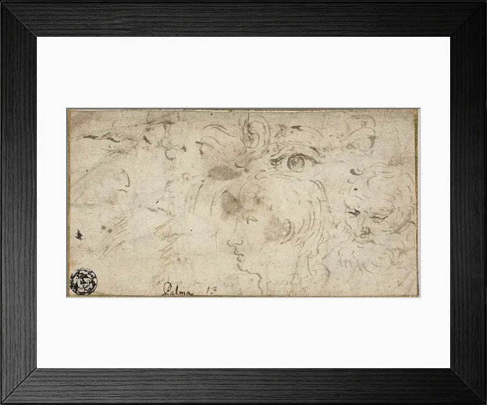 Framed Print : Sketches of Heads, Eyes, Ear, and Mouth, 1600 / 11. Creator: Jacopo Palma Framed Print : Sketches of Heads, Eyes, Ear, and Mouth, 1600 / 11. Creator: Jacopo Palma