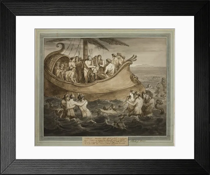 Framed Print : Telemachus and Mentor in a Galley after Fleeing the Island of Calypso, from The... Book 8, 1808. Creator: Bartolomeo Pinelli Framed Print : Telemachus and Mentor in a Galley after Fleeing the Island of Calypso, from The... Book 8, 1808. Creator: Bartolomeo Pinelli
