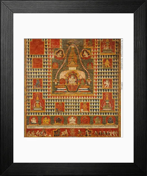 Framed Print : Painted Banner (paubha) of Goddess Ushnishavijaya Within a Funerary Mound...Chaityas, 1513. Creator: Unknown Framed Print : Painted Banner (paubha) of Goddess Ushnishavijaya Within a Funerary Mound...Chaityas, 1513. Creator: Unknown