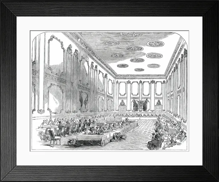 Framed Print : Grand Banquet of the Officers of the Coldstream Guards, in St. James's Palace, 1850. Creator: Unknown Framed Print : Grand Banquet of the Officers of the Coldstream Guards, in St. James's Palace, 1850. Creator: Unknown