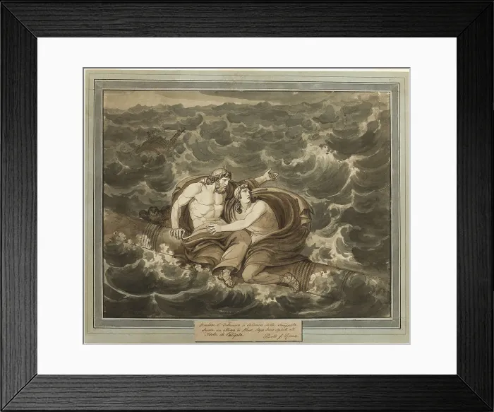 Framed Print : Mentor and Telemachus, Having Survived the Storm, Are Spirited to the Island of Calypso... 1808. Creator: Bartolomeo Pinelli Framed Print : Mentor and Telemachus, Having Survived the Storm, Are Spirited to the Island of Calypso... 1808. Creator: Bartolomeo Pinelli