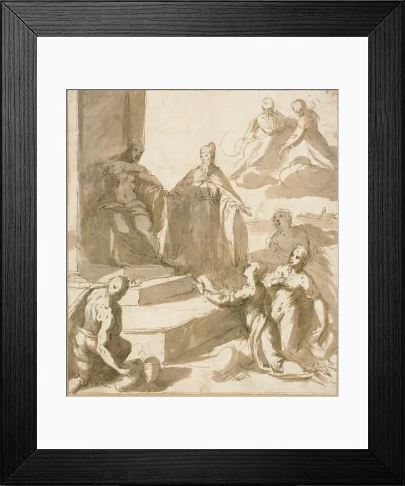 Framed Print : Study for Venice Receiving Homage and Gifts from Brescia, Udine, Padua, and... c.1593. Creator: Jacopo Palma Framed Print : Study for Venice Receiving Homage and Gifts from Brescia, Udine, Padua, and... c.1593. Creator: Jacopo Palma