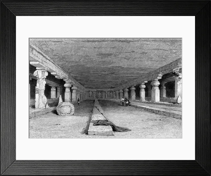 Framed Print : Interior of Dher Warra, Caves of Ellora, 1834. Creator: George Cattermole Framed Print : Interior of Dher Warra, Caves of Ellora, 1834. Creator: George Cattermole