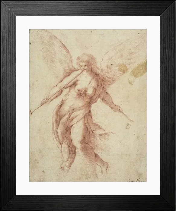 Framed Print : Fame Blowing on a Trumpet, n.d. Creator: Jacopo Palma Framed Print : Fame Blowing on a Trumpet, n.d. Creator: Jacopo Palma