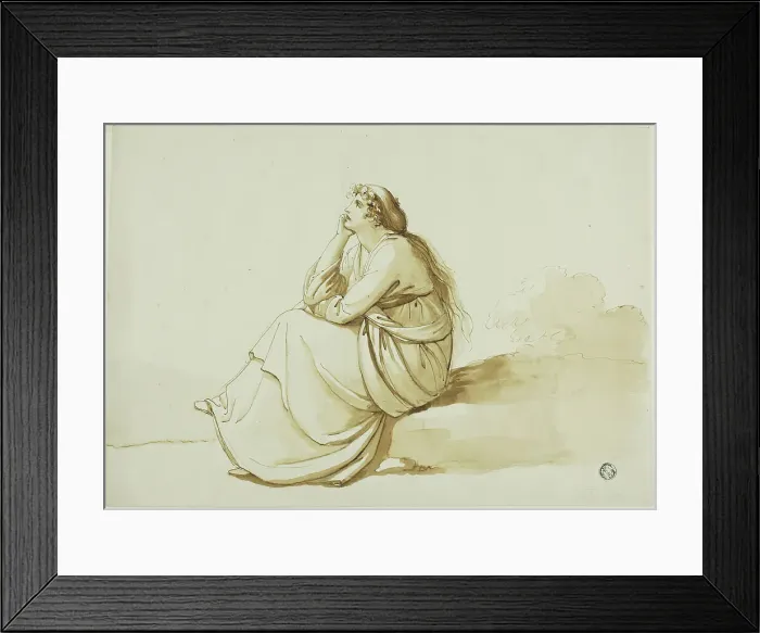 Framed Print : Seated Woman in Profile, n.d. Creator: Richard Cosway Framed Print : Seated Woman in Profile, n.d. Creator: Richard Cosway