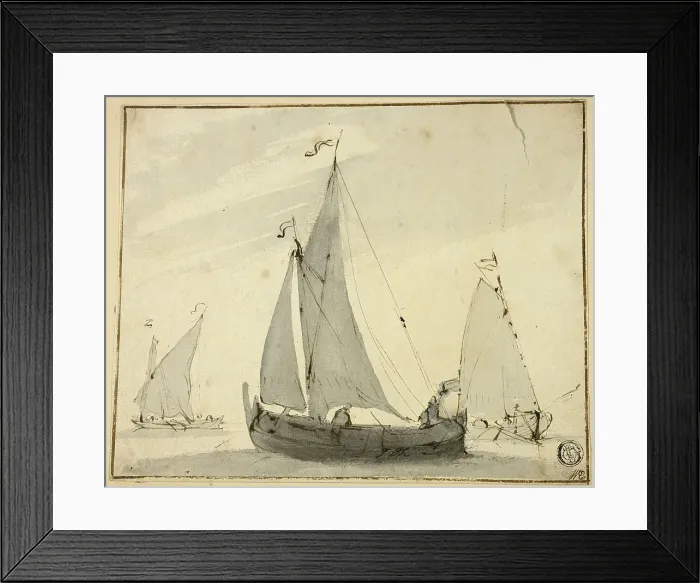 Framed Print : Three Sailboats, n.d. Creator: Willem van de Velde the Younger Framed Print : Three Sailboats, n.d. Creator: Willem van de Velde the Younger