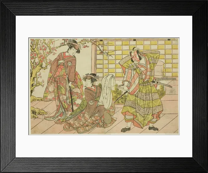 Framed Print : The Actors Ichikawa Danjuro V as Miura Kunitae (right), Segawa Kikunojo III as Yasukata... c. 1782. Creator: Shunsho Framed Print : The Actors Ichikawa Danjuro V as Miura Kunitae (right), Segawa Kikunojo III as Yasukata... c. 1782. Creator: Shunsho
