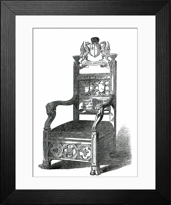 Framed Print : Chair presented to the Lord Mayor of London, 1850. Creator: Unknown Framed Print : Chair presented to the Lord Mayor of London, 1850. Creator: Unknown