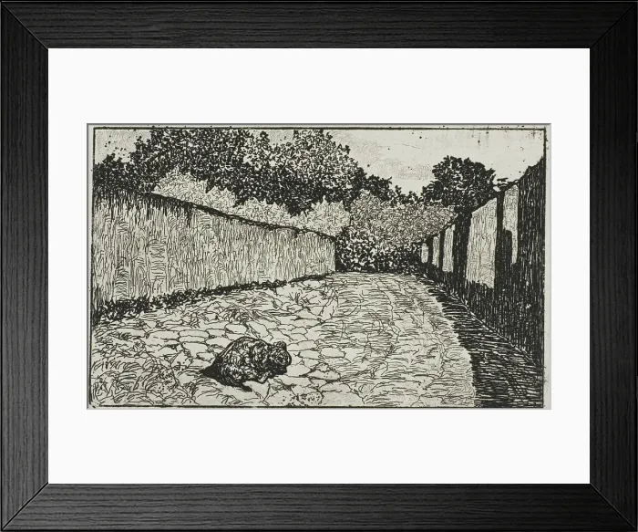 Framed Print : Small Street on the Outskirts of Florence with Puppy, 1870-75. Creator: Giovanni Fattori Framed Print : Small Street on the Outskirts of Florence with Puppy, 1870-75. Creator: Giovanni Fattori