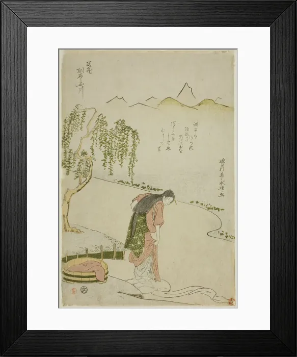 Framed Print : The Chofu Jewel River in Musashi Province (Musashi Chofu no Tamagawa), from an... c. 1785. Creator: Rekisentei Eiri Framed Print : The Chofu Jewel River in Musashi Province (Musashi Chofu no Tamagawa), from an... c. 1785. Creator: Rekisentei Eiri