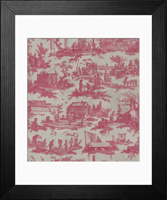 Framed Print : Les Travaux de la Manufacture (The Activities of the Factory) (Furnishing Fabric), France, 1783 / 84. Creator: Oberkampf Manufactory Framed Print : Les Travaux de la Manufacture (The Activities of the Factory) (Furnishing Fabric), France, 1783 / 84. Creator: Oberkampf Manufactory