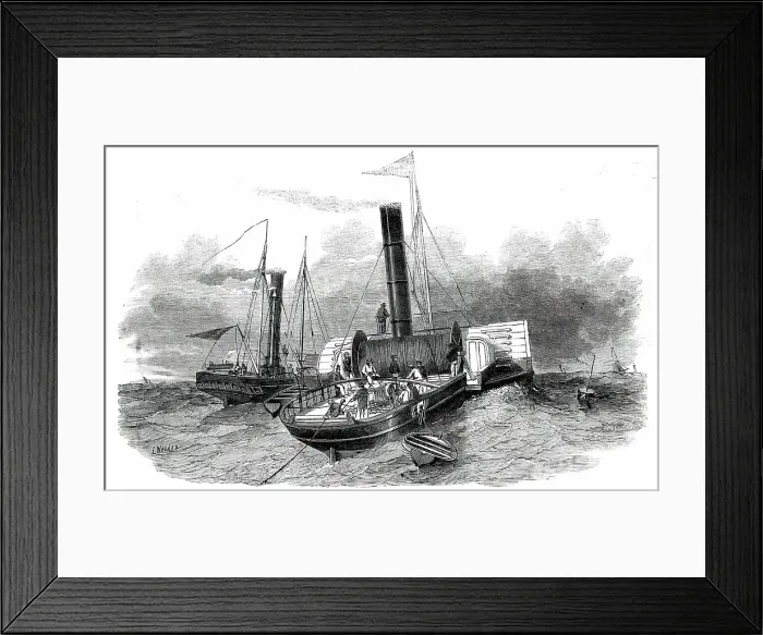 Framed Print : Submarine Electric Telegraph between Dover and Calais - The Goliah Steamer...1850. Creator: Unknown Framed Print : Submarine Electric Telegraph between Dover and Calais - The Goliah Steamer...1850. Creator: Unknown
