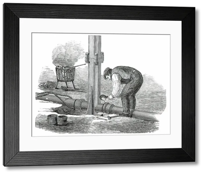 Framed Print : The Building in Hyde Park, for the Great Exhibition of 1851 - Base of Column, 1850. Creator: Unknown
