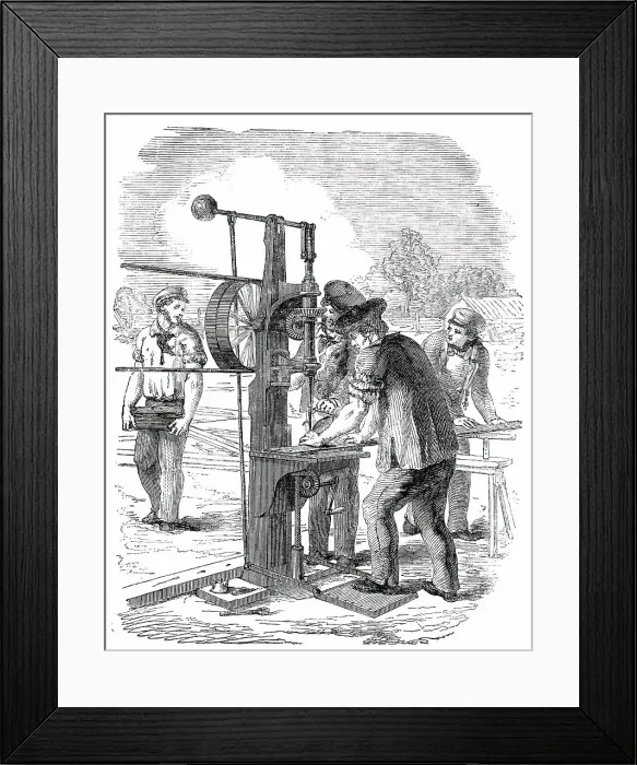 Framed Print : The Building in Hyde Park, for the Great Exhibition of 1851 - Drilling Machine, 1850. Creator: Unknown Framed Print : The Building in Hyde Park, for the Great Exhibition of 1851 - Drilling Machine, 1850. Creator: Unknown