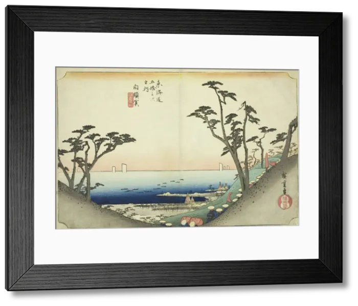 Framed Print : Shirasuka: View of Shiomi Slope (Shirasuka, Shiomizaka zu), from the series Fifty... c. 1833 / 34. Creator: Ando Hiroshige. Shirasuka: View of Shiomi Slope (Shirasuka, Shiomizaka zu), from the series Fifty... c. 1833 / 34 Framed Print : Shirasuka: View of Shiomi Slope (Shirasuka, Shiomizaka zu), from the series Fifty... c. 1833 / 34. Creator: Ando Hiroshige. Shirasuka: View of Shiomi Slope (Shirasuka, Shiomizaka zu), from the series Fifty... c. 1833 / 34
