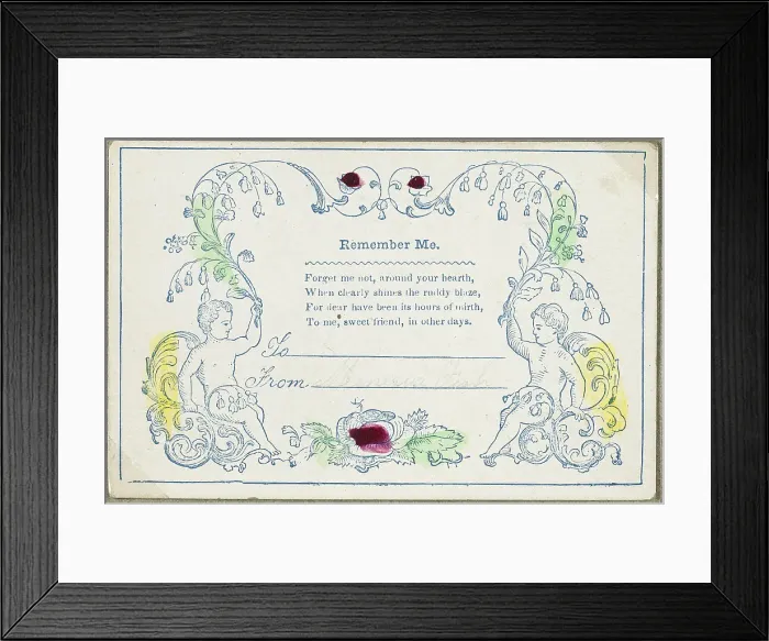 Framed Print : Remember Me (valentine), c.1830. Creator: Unknown Framed Print : Remember Me (valentine), c.1830. Creator: Unknown