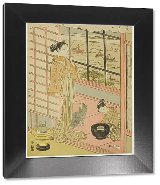 Returning Sails at Shinagawa (Shinagawa no kihan), from the series 'Eight Fashionable... c.1768 / 69. Creator: Suzuki Harunobu. Returning Sails at Shinagawa (Shinagawa no kihan), from the series 'Eight Fashionable... c.1768 / 69