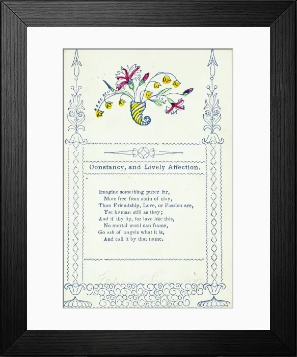 Framed Print : Constancy and Lively Affection (valentine), 1860 / 69. Creator: Unknown Framed Print : Constancy and Lively Affection (valentine), 1860 / 69. Creator: Unknown