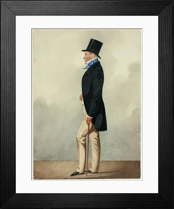 Framed Print : Portrait of Man in Black Coat and Blue and White Cravat, 1835 / 40. Creator: Richard Dighton Framed Print : Portrait of Man in Black Coat and Blue and White Cravat, 1835 / 40. Creator: Richard Dighton