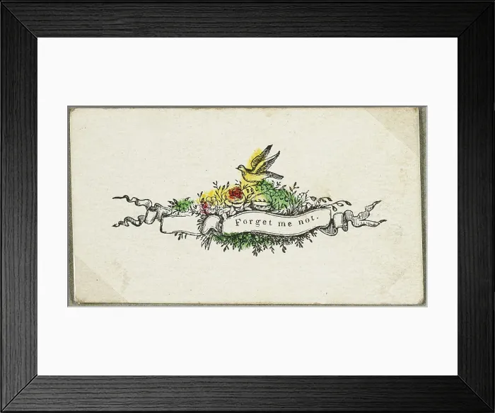 Framed Print : Forget Me Not (valentine), c.1830. Creator: Unknown Framed Print : Forget Me Not (valentine), c.1830. Creator: Unknown