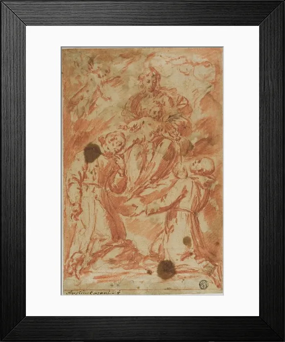 Framed Print : Virgin and Child in Glory Worshipped by Two Monk Saints, n.d. Creator: Benedetto Montagna Framed Print : Virgin and Child in Glory Worshipped by Two Monk Saints, n.d. Creator: Benedetto Montagna