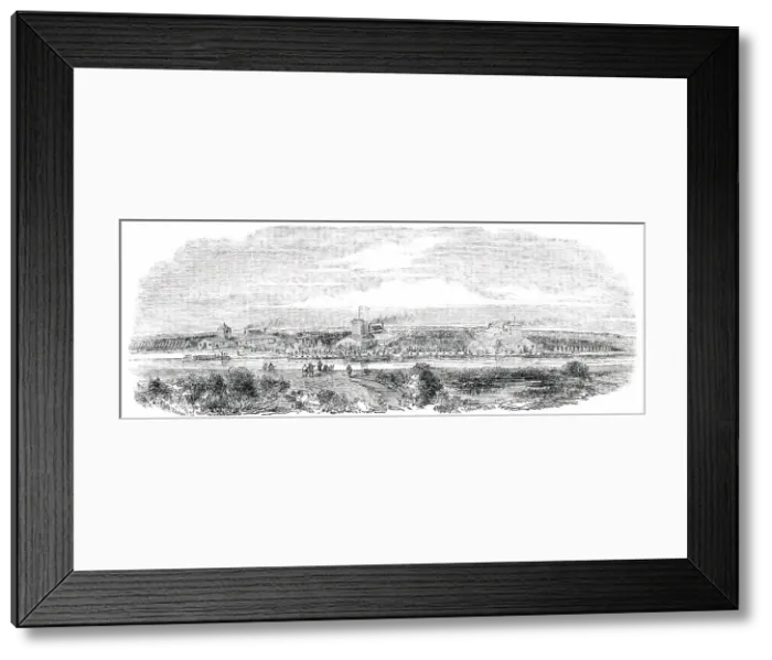 Framed Print : Irish Amelioration Society - Model Station at Derrymullen on the Bog of Allen, 1850. Creator: W Thomas Framed Print : Irish Amelioration Society - Model Station at Derrymullen on the Bog of Allen, 1850. Creator: W Thomas