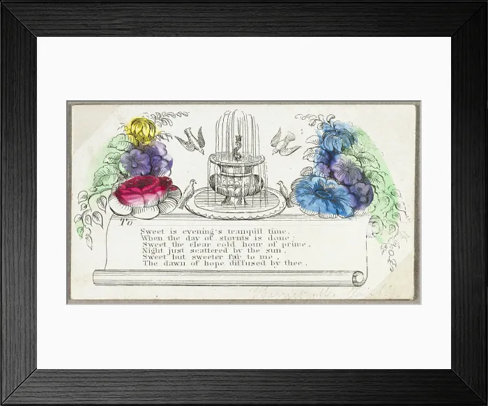 Framed Print : Sweet is Evening's Tranquil Time (valentine), c.1830. Creator: Unknown Framed Print : Sweet is Evening's Tranquil Time (valentine), c.1830. Creator: Unknown