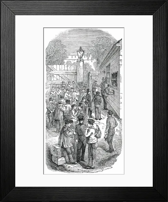 Framed Print : Great Exhibition Building - Paying the Workmen, 1850. Creator: Unknown Framed Print : Great Exhibition Building - Paying the Workmen, 1850. Creator: Unknown
