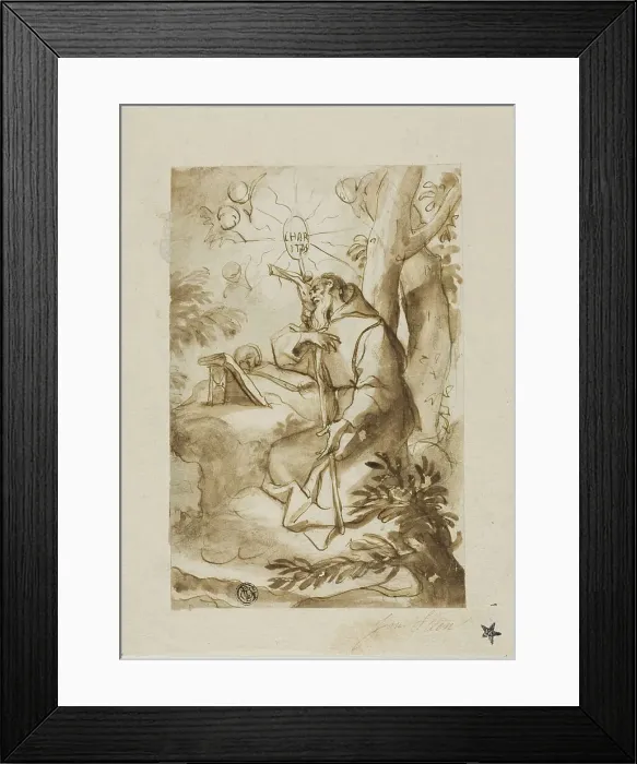 Framed Print : Saint Jerome, n.d. Creator: Domenico Piola I Framed Print : Saint Jerome, n.d. Creator: Domenico Piola I