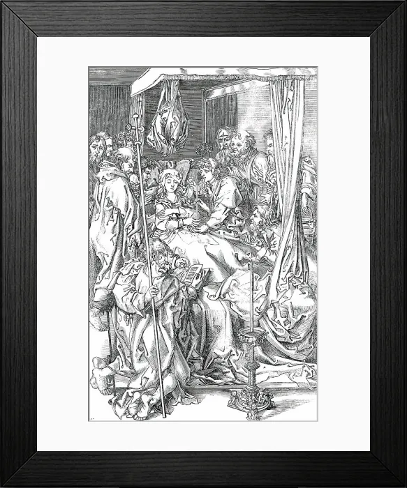 Framed Print : The Death of the Virgin - painted by Martin Schoon, 1850. Creator: Unknown Framed Print : The Death of the Virgin - painted by Martin Schoon, 1850. Creator: Unknown