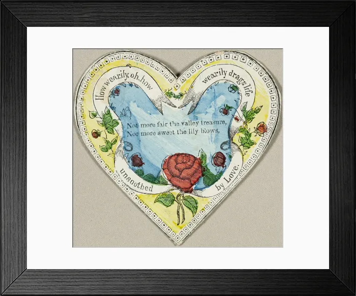 Framed Print : How Wearily, Oh, How Wearily Drags Life (valentine), c.1830. Creator: Unknown Framed Print : How Wearily, Oh, How Wearily Drags Life (valentine), c.1830. Creator: Unknown