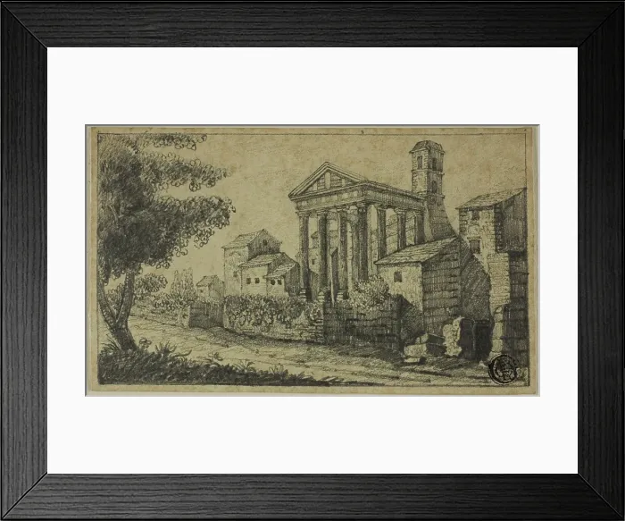 Framed Print : River Landscape with Roman Temple, n.d. Creator: Unknown Framed Print : River Landscape with Roman Temple, n.d. Creator: Unknown