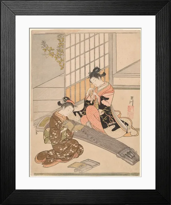 Framed Print : Descending Geese of the Koto Bridges (Kotoji no rakugan), from the series Eight Views... c. 1766. Creator: Suzuki Harunobu. Descending Geese of the Koto Bridges (Kotoji no rakugan), from the series Eight Views... c. 1766 Framed Print : Descending Geese of the Koto Bridges (Kotoji no rakugan), from the series Eight Views... c. 1766. Creator: Suzuki Harunobu. Descending Geese of the Koto Bridges (Kotoji no rakugan), from the series Eight Views... c. 1766