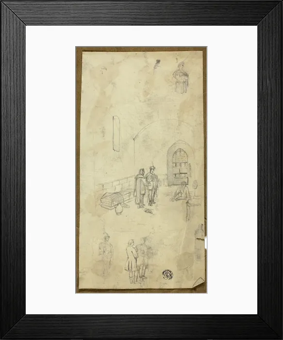 Framed Print : Scene in Prison Cell with Sketches of Other Figures, n.d. Creator: Unknown Framed Print : Scene in Prison Cell with Sketches of Other Figures, n.d. Creator: Unknown