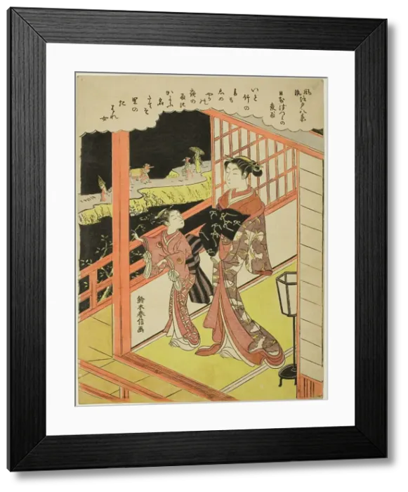 Framed Print : Evening Rain at Nihonzutsumi (Nihonzutsumi no yau), from the series Eight Fashionable... c1768 / 69. Creator: Suzuki Harunobu. Evening Rain at Nihonzutsumi (Nihonzutsumi no yau), from the series Eight Fashionable... c1768 / 69 Framed Print : Evening Rain at Nihonzutsumi (Nihonzutsumi no yau), from the series Eight Fashionable... c1768 / 69. Creator: Suzuki Harunobu. Evening Rain at Nihonzutsumi (Nihonzutsumi no yau), from the series Eight Fashionable... c1768 / 69