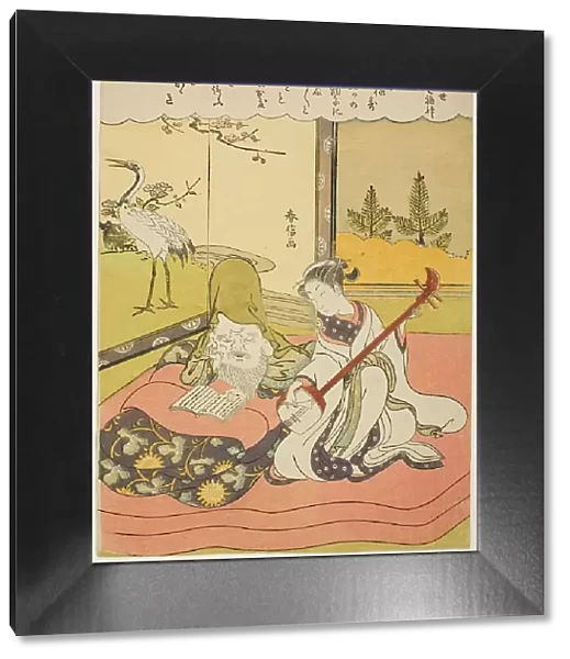 Fukurokuju, from the series 'The Seven Gods of Good Luck in the Floating World...', c. 1769. Creator: Suzuki Harunobu. Fukurokuju, from the series 'The Seven Gods of Good Luck in the Floating World...', c. 1769. Creator: Suzuki Harunobu