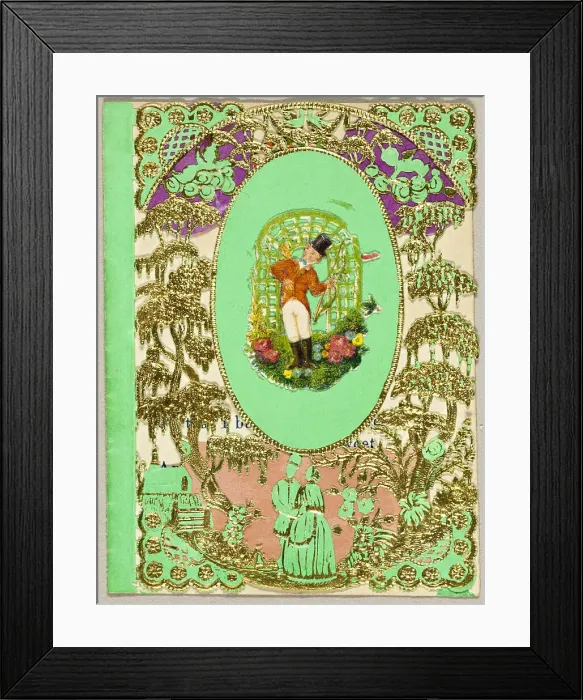 Framed Print : Untitled Valentine (Gentleman Under Arbor), 1860 / 69. Creator: Unknown Framed Print : Untitled Valentine (Gentleman Under Arbor), 1860 / 69. Creator: Unknown
