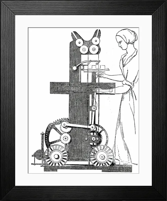 Framed Print : Reid's Patent Vertical Power-Loom (Interior Section), 1850. Creator: Unknown Framed Print : Reid's Patent Vertical Power-Loom (Interior Section), 1850. Creator: Unknown