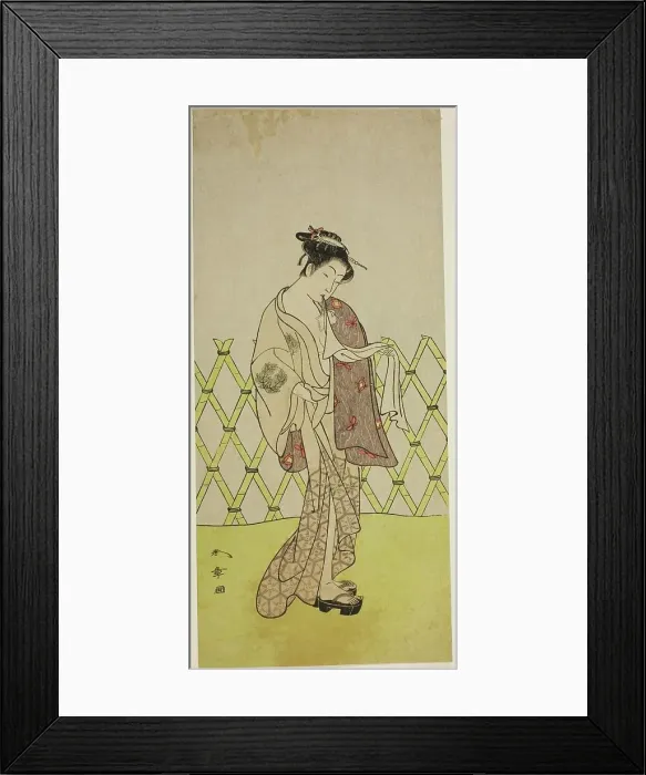 Framed Print : The Actor Nakamura Riko I as Hakata no Kojoro (?) in the Play Shitenno-ji Nobori Kuyo... c. 1773. Creator: Shunsho Framed Print : The Actor Nakamura Riko I as Hakata no Kojoro (?) in the Play Shitenno-ji Nobori Kuyo... c. 1773. Creator: Shunsho