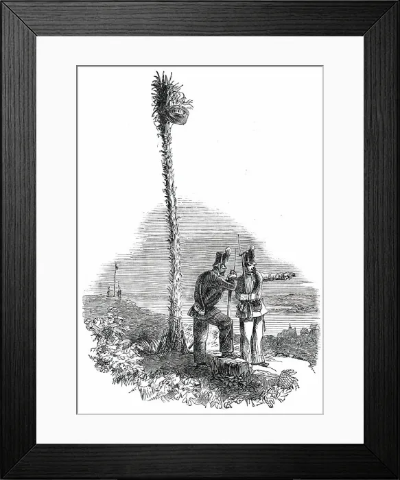 Framed Print : The War in Schleswig - Holstein Chasseurs and Night Fire - Signal Post, 1850. Creator: Unknown Framed Print : The War in Schleswig - Holstein Chasseurs and Night Fire - Signal Post, 1850. Creator: Unknown