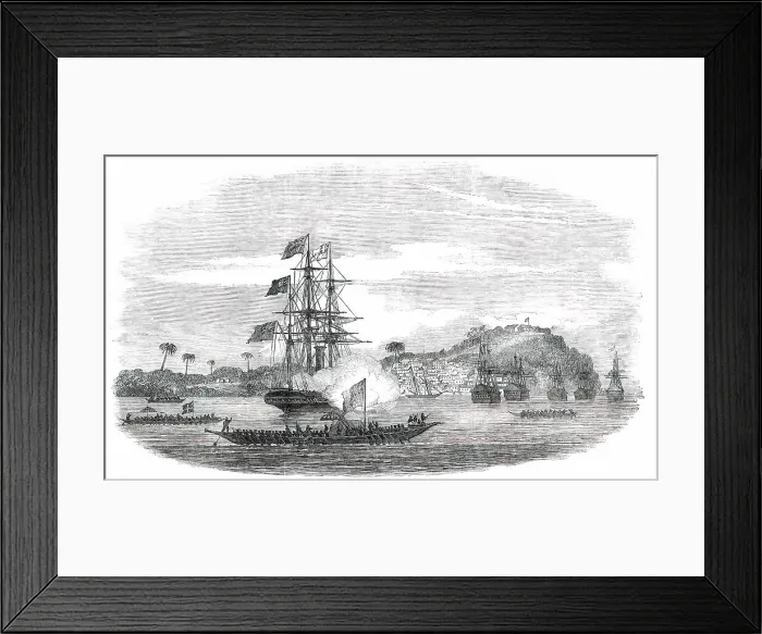 Framed Print : Ephraim Town, with Old Calabar - King Eyo-Honesty's Canoe... 1850. Creator: Unknown Framed Print : Ephraim Town, with Old Calabar - King Eyo-Honesty's Canoe... 1850. Creator: Unknown
