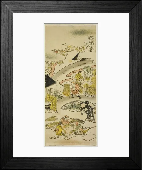 Framed Print : Autumn: Harvesting Rice (Aki: inekari no zu), No. 3 from the series The Four Seasons... c. 1730s. Creator: Torii Kiyomasu. Autumn: Harvesting Rice (Aki: inekari no zu), No. 3 from the series The Four Seasons... c. 1730s Framed Print : Autumn: Harvesting Rice (Aki: inekari no zu), No. 3 from the series The Four Seasons... c. 1730s. Creator: Torii Kiyomasu. Autumn: Harvesting Rice (Aki: inekari no zu), No. 3 from the series The Four Seasons... c. 1730s