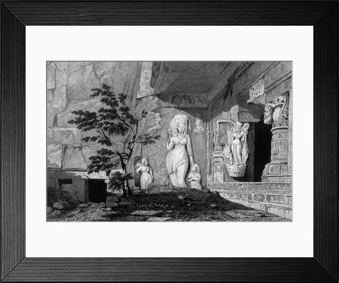 Framed Print : Rameswur, - Caves of Ellora, 1835. Creator: George Cattermole Framed Print : Rameswur, - Caves of Ellora, 1835. Creator: George Cattermole
