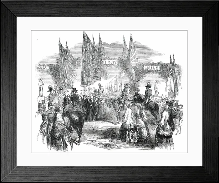 Framed Print : Inauguration of the Statues of Nelson and Wellington, on Southsea Common, 1850. Creator: Ebenezer Landells Framed Print : Inauguration of the Statues of Nelson and Wellington, on Southsea Common, 1850. Creator: Ebenezer Landells
