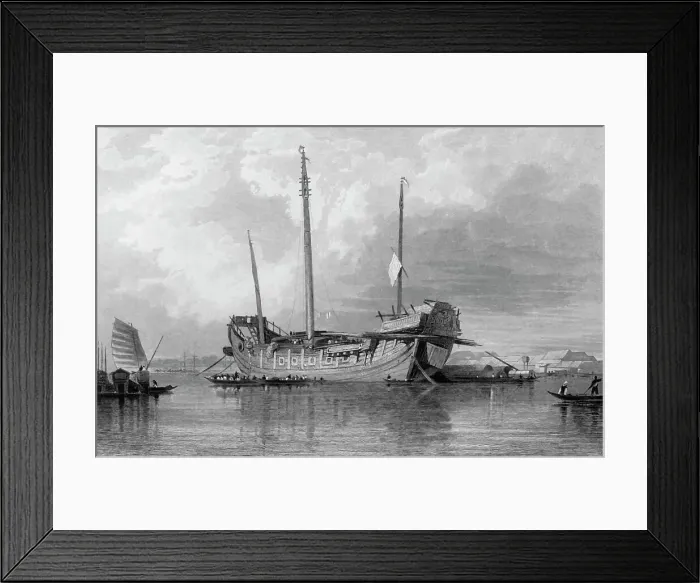 Framed Print : A Chinese Junk. - Canton River, 1835. Creator: Samuel Prout Framed Print : A Chinese Junk. - Canton River, 1835. Creator: Samuel Prout