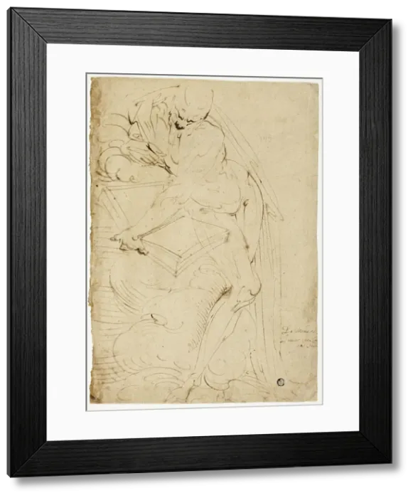 Framed Print : Standing Male Nude (Saint Jerome?) with Book, 1550 / 59. Creator: Luca Cambiaso Framed Print : Standing Male Nude (Saint Jerome?) with Book, 1550 / 59. Creator: Luca Cambiaso
