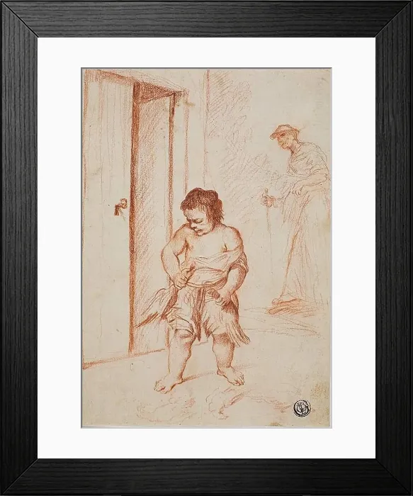 Framed Print : Study of Two Figures (recto); Fragmentary Copy (verso), 1710 / 15. Creators: Giuseppe Maria Crespi, Pieter de Jode Framed Print : Study of Two Figures (recto); Fragmentary Copy (verso), 1710 / 15. Creators: Giuseppe Maria Crespi, Pieter de Jode