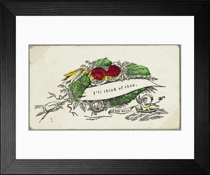 Framed Print : I'll Think of Thee (valentine), c.1830. Creator: Unknown Framed Print : I'll Think of Thee (valentine), c.1830. Creator: Unknown