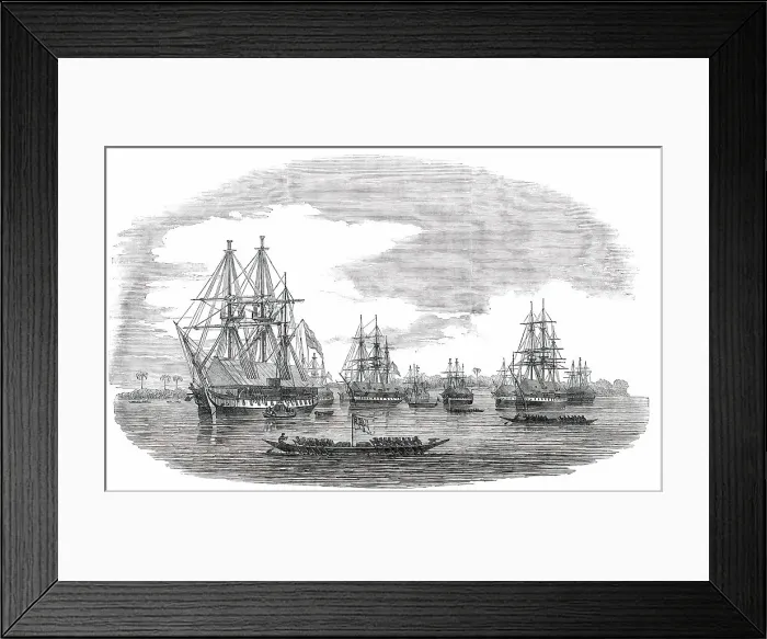 Framed Print : The Anchorage off the Town of Bonny River, 1850. Creator: Unknown Framed Print : The Anchorage off the Town of Bonny River, 1850. Creator: Unknown