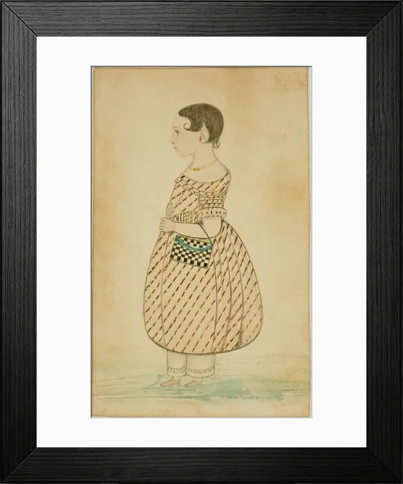 Framed Print : Little Girl with Checkered Purse in Profile to the Left, n.d. Creator: Unknown